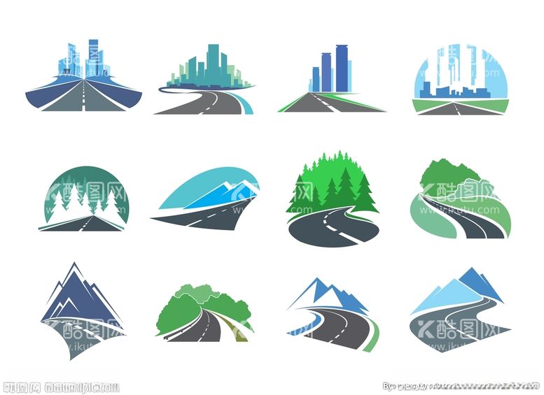 编号：82693512021308414517【酷图网】源文件下载-公路城市山脉矢量元素