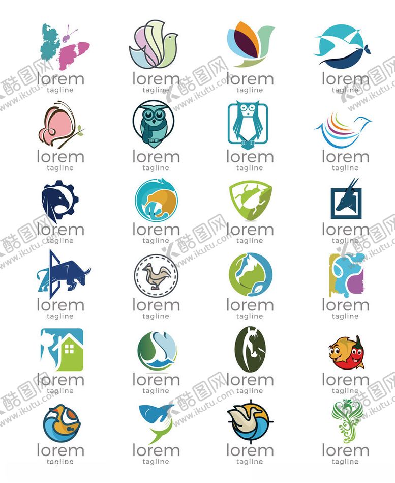 编号：97165104022206116423【酷图网】源文件下载-多样动物标志设计集合