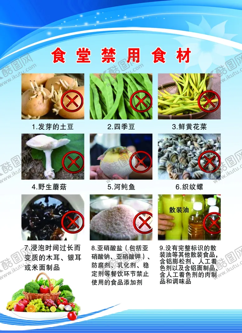 编号：91638603051048179158【酷图网】源文件下载-食堂禁用食材