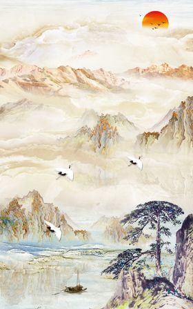 大理石山水玄关画