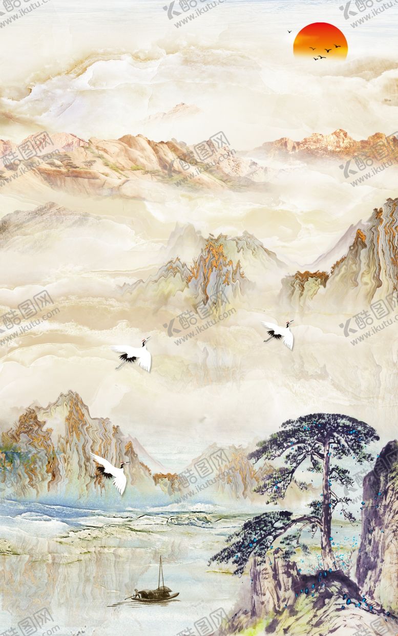 编号：23737710041752458652【酷图网】源文件下载-大理石山水玄关装饰画