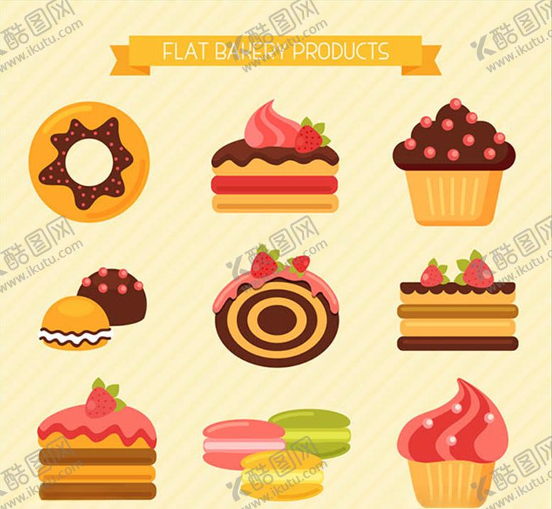 编号：21043009241322015071【酷图网】源文件下载-卡通美味糕点矢量素材