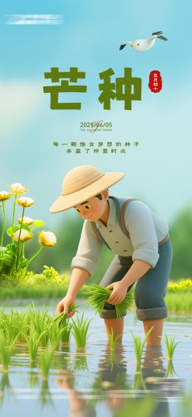 芒种3d插画海报