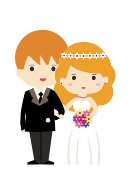 卡通新郎新娘