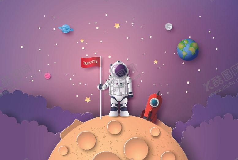 编号：87041109232241413950【酷图网】源文件下载-外太空宇航员主题插画