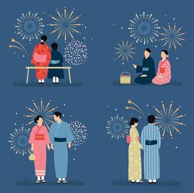 日式传统场景中的人物活动