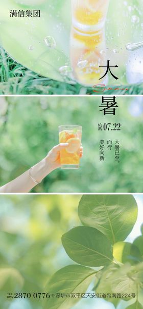 大暑节气海报二十四绿色简约