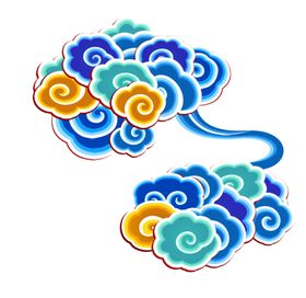 彩色祥云元素古典边框现代古典图案