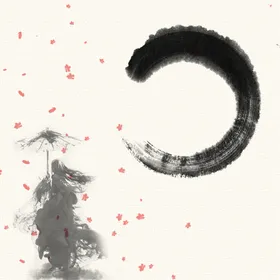 古风背景梅花山水画中国元素清新展板