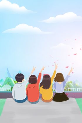 卡通排排坐背面背景