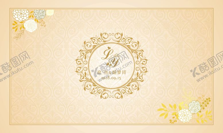 编号：89391709290801066081【酷图网】源文件下载-香槟色婚礼花朵背景