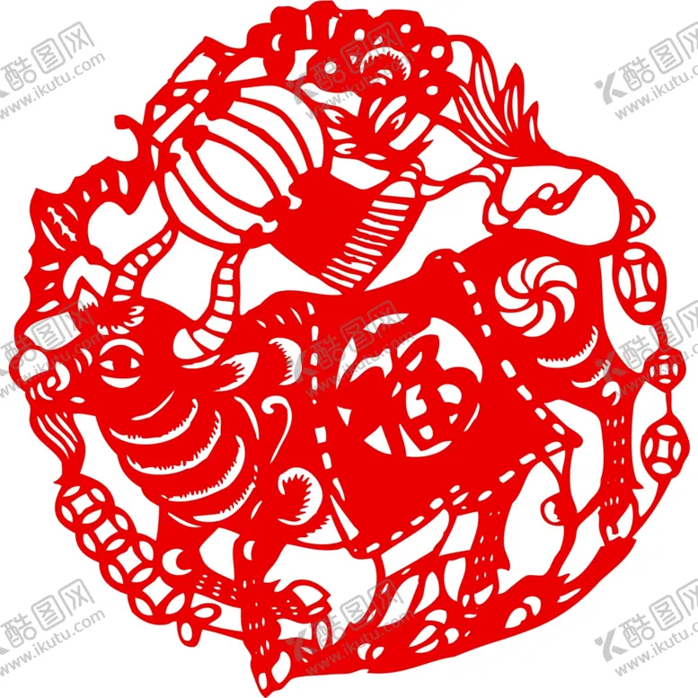 编号：99558104172210521591【酷图网】源文件下载-生肖牛剪纸