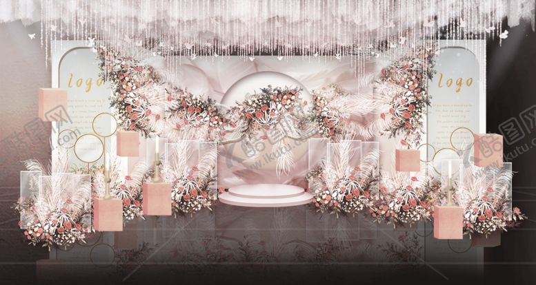 编号：77063709180201046117【酷图网】源文件下载-粉色花朵婚礼背景