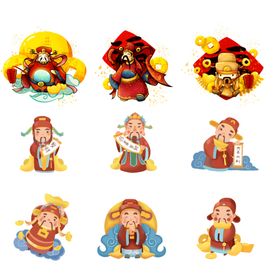财神爷恭喜发卡通鞭炮到
