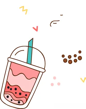 奶茶卡通手绘插画素材热红豆