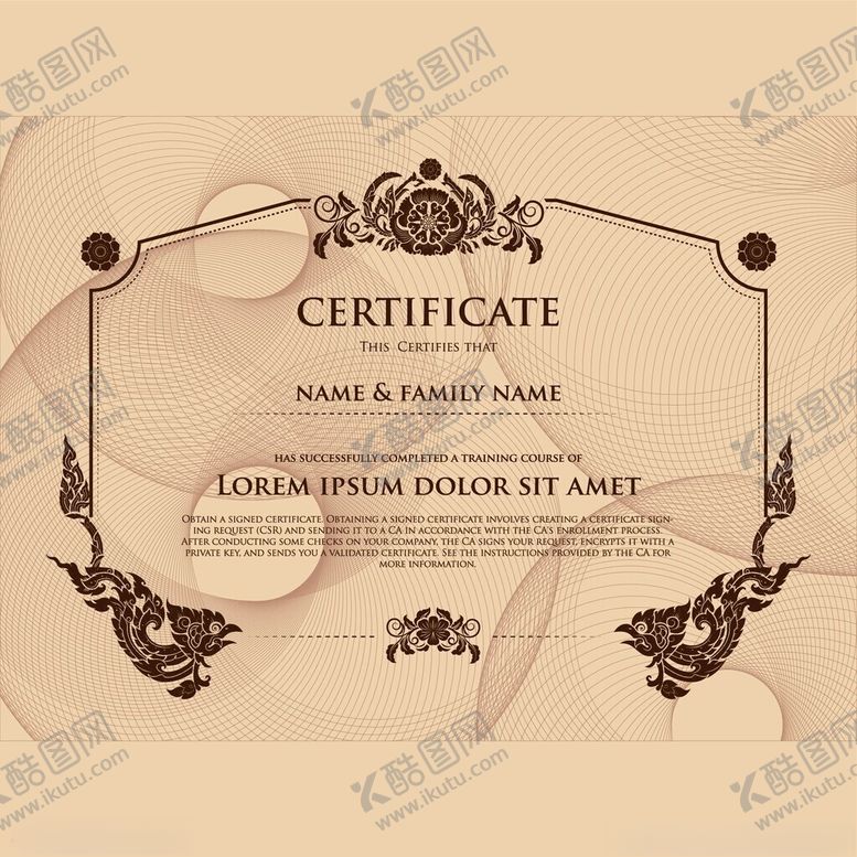 编号：45327211210303474165【酷图网】源文件下载-复古风格证书模板