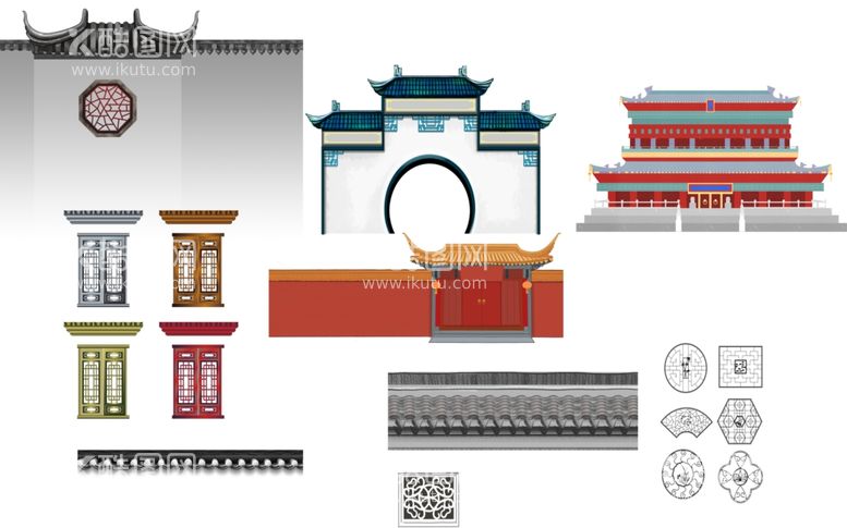 编号：89611112030152127077【酷图网】源文件下载-中式建筑元素