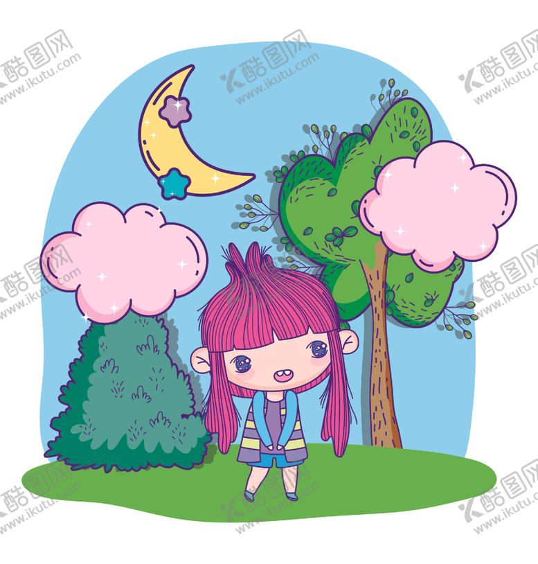 编号：30435507091216026488【酷图网】源文件下载-卡通手绘女孩