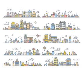 卡通风格城市建筑景观图