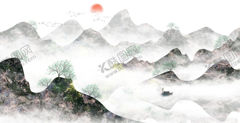 编号：13953709252332095601【酷图网】源文件下载-山水古风复古中式背景海报素材