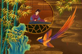 古风中国风国潮壁画国画墙画背景