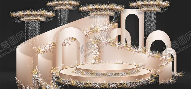 编号：92101009261819479241【酷图网】源文件下载-香槟色婚礼舞台