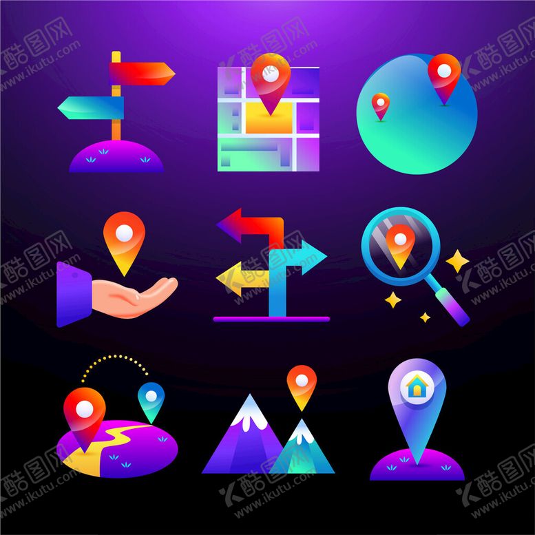 编号：58722504030625541394【酷图网】源文件下载-导航定位图标