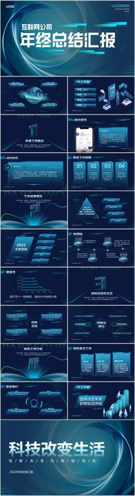 互联网公司年终总结汇报科技PPT