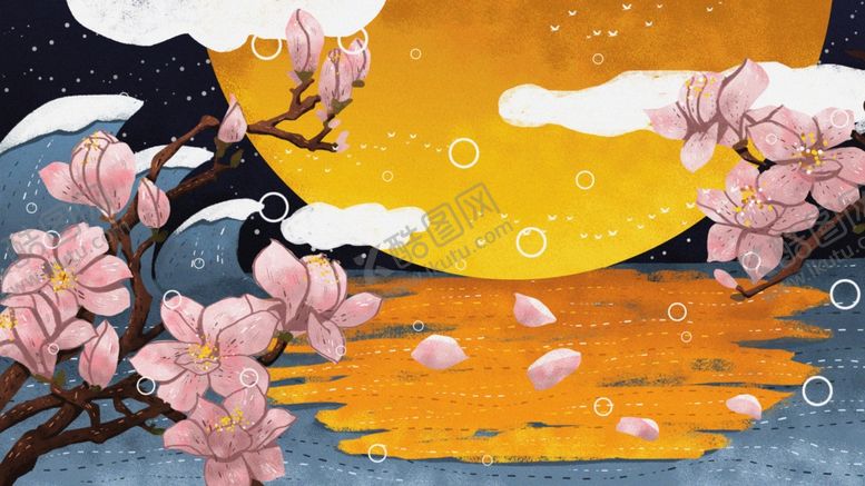 编号：13384510310917421157【酷图网】源文件下载-花好月圆成语故事插画