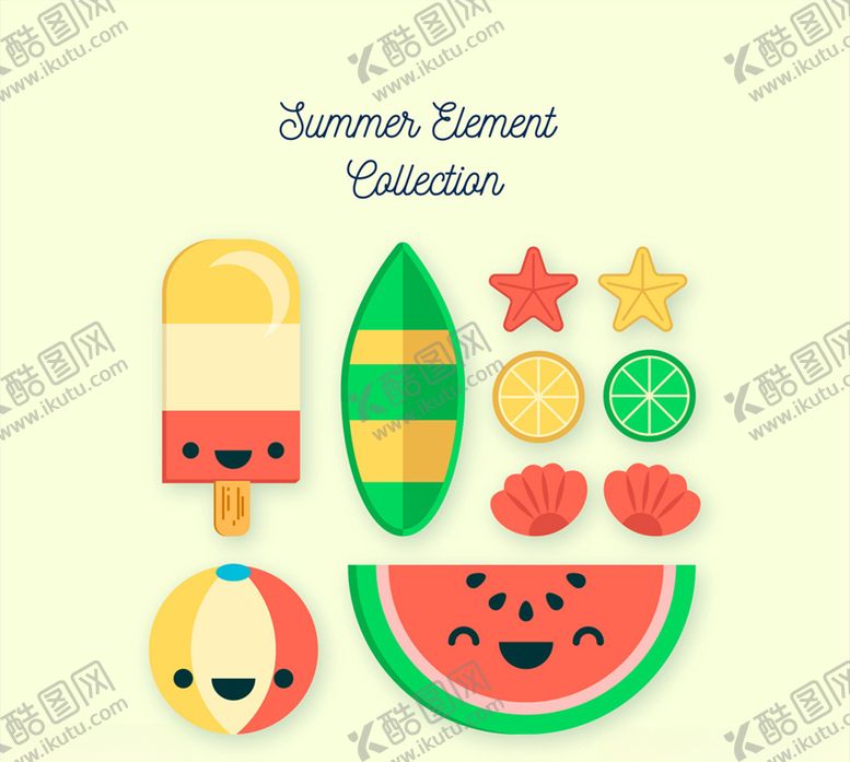 编号：95454110051600209868【酷图网】源文件下载-可爱表情夏季元素