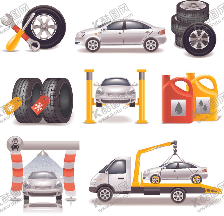 编号：20195309170602069464【酷图网】源文件下载-轮胎汽车交通工具吊车卡通设计