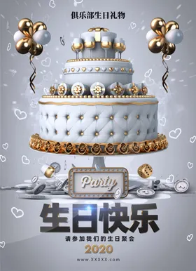 生日快乐海报祝福蛋糕酒会