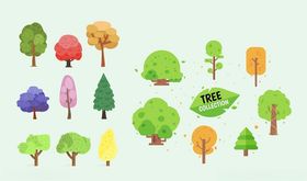多彩卡通树木插画集合