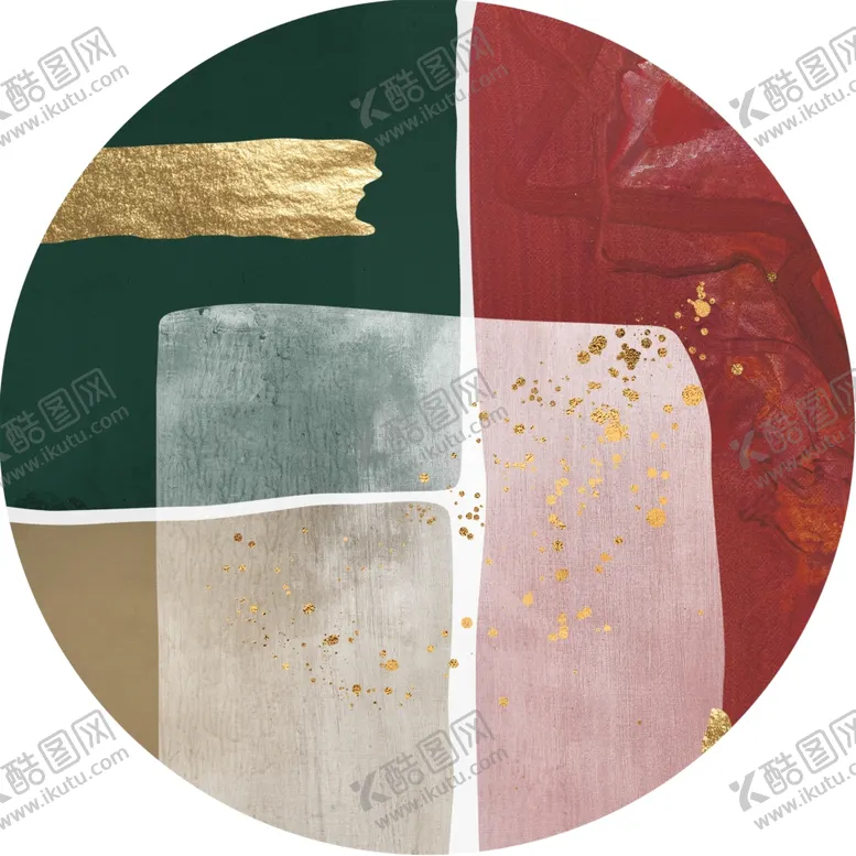 编号：14784912041624102766【酷图网】源文件下载-水彩色块圆形挂画装饰画