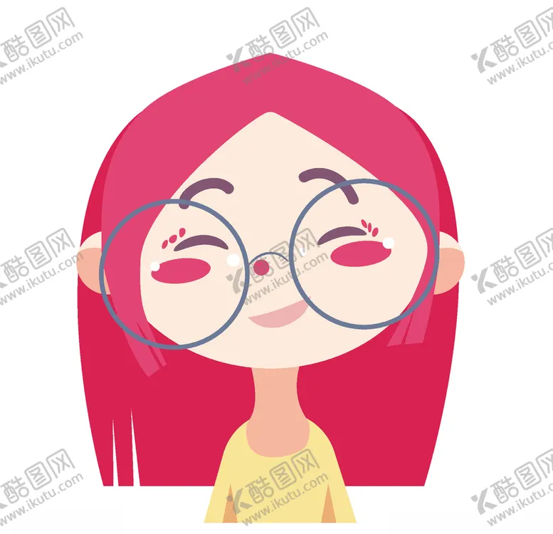 编号：34897404302325135566【酷图网】源文件下载-戴眼镜女孩插画