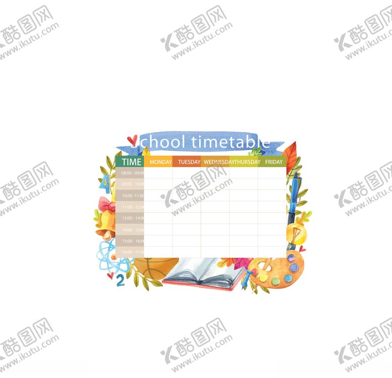 编号：59452910221109064180【酷图网】源文件下载-矢量课程表素材