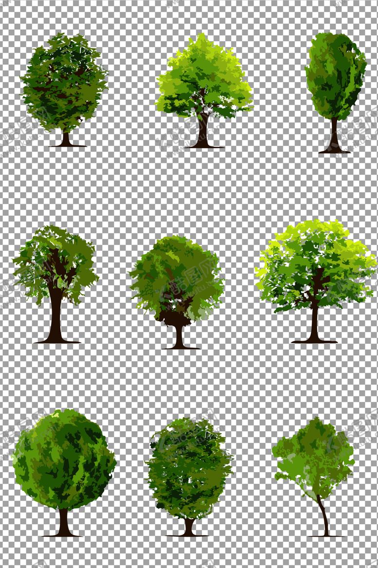 编号：45786309100049502951【酷图网】源文件下载-手绘绿色树木