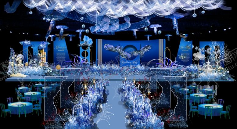 编号：58686910291601259116【酷图网】源文件下载-蓝色婚礼