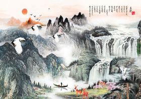 锦绣山河水墨画