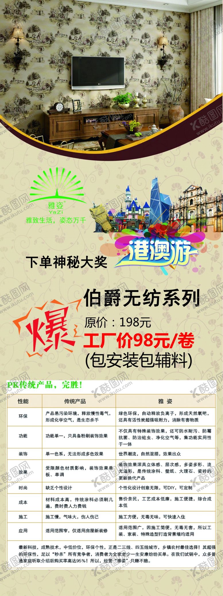 编号：94386907010435437177【酷图网】源文件下载-雅姿墙纸促销活动X展架