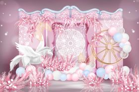 梦幻粉色浪漫婚礼场景布置