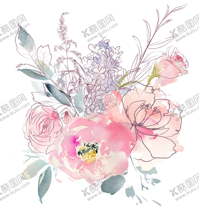 编号：39980606172303325830【酷图网】源文件下载-植物手绘水彩