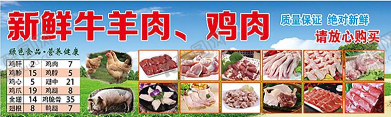 编号：42763509180230031843【酷图网】源文件下载-鸡肉 猪肉 牛羊肉