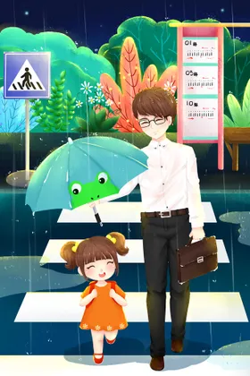父亲节插画子互动活动子卡通