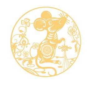 红色老鼠窗花剪纸