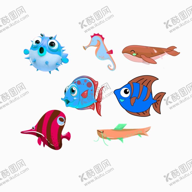 编号：32912810070144436212【酷图网】源文件下载-卡通海洋动物