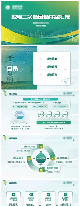 电网绿色PPT设计