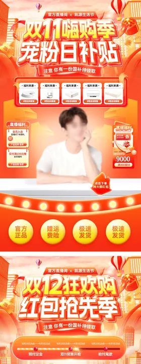 直播间双11双12嗨购季贴片海报