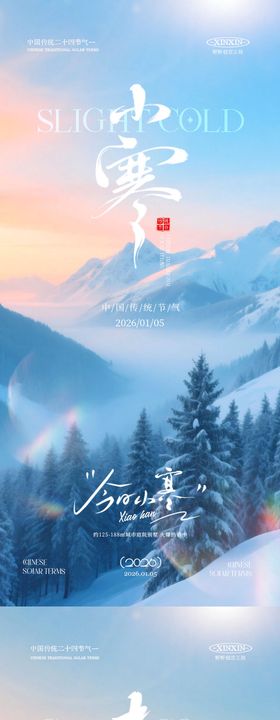 地产小寒节气雪景海报