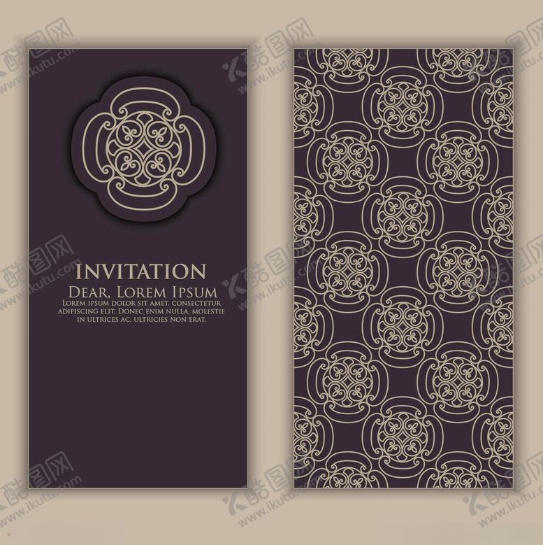 编号：97966512182145092199【酷图网】源文件下载-复古花纹邀请函设计